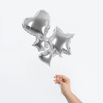 Шар с клапаном (5''/13 см) Микро-сердце, Серебро, Металлик, 1 шт., 27227