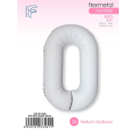Шар (40''/102 см) Цифра, 0 Slim, Белый, Матовый, 1 шт. в уп., C901910MB