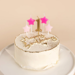 Набор свечей 1-ый День Рождения Девочки, Золото/Розовый, 2,5*3,5 + 4 см, 5 шт. с держат., 639283