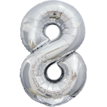 Шар (50''/127 см) Цифра, 8 XXL, Серебро, 1 шт. в уп., 131148