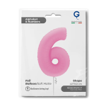 Шар (40''/102 см) Цифра, 6, Розовая Сакура, Матовый, 1 шт. в уп., 400600MSPK-P