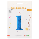 Шар (40''/102 см) Цифра, 1, Синий, Металлик, 1 шт. в уп., 26261