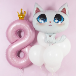 Шар (32''/81 см) Фигура, Котенок, Белый, 1 шт. в уп., 20125