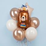 Шар (31''/79 см) Фигура, Мишка с тортом, 1 шт. в уп., 24001