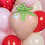 Шар (26''/66 см) Фигура, Клубника с цветком, Розовый, Сатин, 1 шт. в уп., 26608