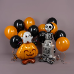 Шар 3D (39''/99 см) Фигура на подставке, Привидение с тыквой, 1 шт. в уп., 25000