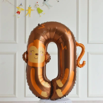 Шар (40''/102 см) Цифра, 0 Зверята, Обезьянка, 1 шт. в уп., 23650