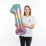 Шар (34''/86 см) Цифра, 1 Радужные искры, Градиент, 1 шт. в уп., 130031