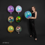 Шар 3D (22''/56 см) Сфера, Голубой, Хамелеон, 1 шт. в уп., 24940