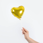 Шар с клапаном (10''/25 см) Мини-сердце, Золото, Металлик, 1 шт., 27235