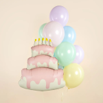 Шар (38''/97 см) Фигура, Торт со свечками, Розовый, Сатин, 1 шт. в уп., 27319