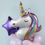 Шар (44''/112 см) Фигура, Голова, Радужный Единорог, 1 шт., 19184