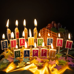 Свечи Буквы Happy Birthday (яркие флажки), Ассорти, 2,5 см, 1 шт. с держат., 127451