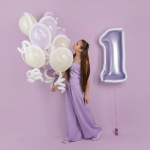 Шар (40''/102 см) Цифра, 1, Сиреневый, Сатин, 1 шт. в уп., 400100SL-P