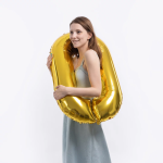 Шар (40''/102 см) Цифра, 0, Золото, Металлик, 1 шт. в уп., 26480