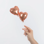 Шар с клапаном (5''/13 см) Микро-сердце, Розовое Золото, Металлик, 1 шт., 27267