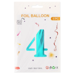 Шар (40''/102 см) Цифра, 4, Тиффани, Металлик, 1 шт. в уп., 24234