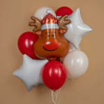 Шар (27''/69 см) Фигура, Голова, Новогодний олень, 1 шт., 23188