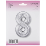 Шар (40''/102 см) Цифра, 8 Slim, Серебро, 1 шт. в уп., B901918P