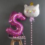 Шар (29''/74 см) Фигура, Котенок Принцесса, Белый, 1 шт. в уп., 23102P