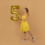 Шар (40''/102 см) Цифра, 5, Золото, Металлик, 1 шт. в уп., 24085