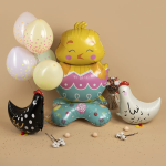 Шар 3D (23''/58 см) Ходячая Фигура, Курица, Черный, 1 шт., 24559