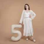 Шар (40''/102 см) Цифра, 5 Slim, Кремовый Латте, Матовый, 1 шт., 901915MCL