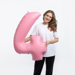 Шар (40''/102 см) Цифра, 4, Розовая Сакура, Матовый, 1 шт. в уп., 400400MSPK-P