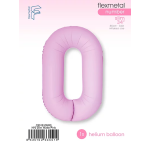 Шар (40''/102 см) Цифра, 0 Slim, Светло-розовый, Матовый, 1 шт. в уп., C901910MRS
