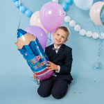 Шар (29''/74 см) Фигура, Школьный карандаш, Синий, 1 шт. в уп., 20395P