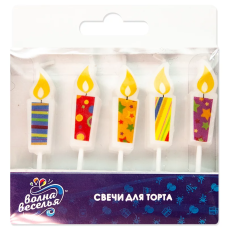 Набор свечей Фигура, Яркие огни, 6 см, 5 шт. с держат., 702242