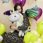 Шар (23''/58 см) Фигура 3D, Нежный единорог, 1 шт., 23398