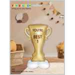 Шар 3D (61''/155 см) Фигура на подставке, Кубок, Ты Лучший, №1, Золото, Сатин, 1 шт. в уп., 24822