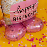 Шар 3D (48''/122 см) Фигура на подставке, Шампанское и бокал, Розовый, 1 шт. в уп., 24617