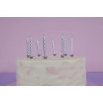 Свечи Серебро, Металлик, 6 см, 24 шт. с держат., 620074S