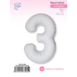Шар (40''/102 см) Цифра, 3 Slim, Белый, Матовый, 1 шт. в уп., C901913MB
