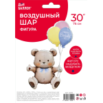 Шар (30''/76 см) Фигура 3D, Мишка на День Рождения, 1 шт. в уп., 26731