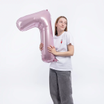 Шар (34''/86 см) Цифра, 7 Slim, Светло-розовый, 1 шт. в уп., 130017