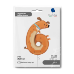 Шар (35''/89 см) Цифра, 6 Щенок, 1 шт. в уп., 856-P