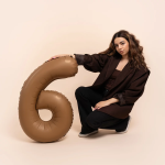 Шар (40''/102 см) Цифра, 6 Slim, Шоколад, Матовый, 1 шт. в уп., B901916MCH