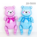 Шар (22''/56 см) Фигура 3D, Сидячий мишка, Розовый, 1 шт. в уп., 15536