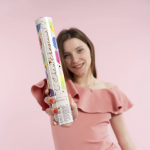 Пневмохлопушка (12/30 см), Воздушные шары, Звезды фольга и круги тишью, Золото, 1 шт., 723037