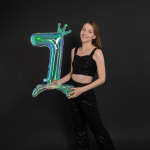 Шар (32''/81 см) Цифра на подставке, 7 Корона, Хамелеон, Хамелеон, 1 шт. в уп., 24037