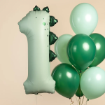 Шар (42''/107 см) Цифра, 1 Динозаврик, Зеленый, Сатин, 1 шт. в уп., 27701