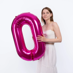 Шар (40''/102 см) Цифра, 0 Slim, Фуше, Металлик, 1 шт. в уп., B901910F
