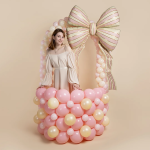 Шар (61''/155 см) Фигура, Бант, Стильные полоски, Розовый, 1 шт., 27773