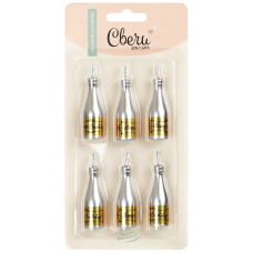 Набор свечей Фигура, Бутылка Шампанское, Серебро/Золото, Металлик, 1,5*4,5 см, 6 шт., 803291