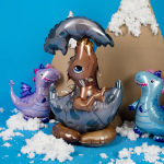 Шар 3D (22''/56 см) Фигура на подставке, Динозаврик в яйце, Коричневый, 1 шт. в уп., 19797