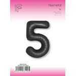 Шар (40''/102 см) Цифра, 5 Slim, Черный, Сатин, 1 шт. в уп., B901915SN
