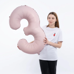 Шар (40''/102 см) Цифра, 3 Slim, Пыльная роза, Сатин, 1 шт. в уп., C901913SDR